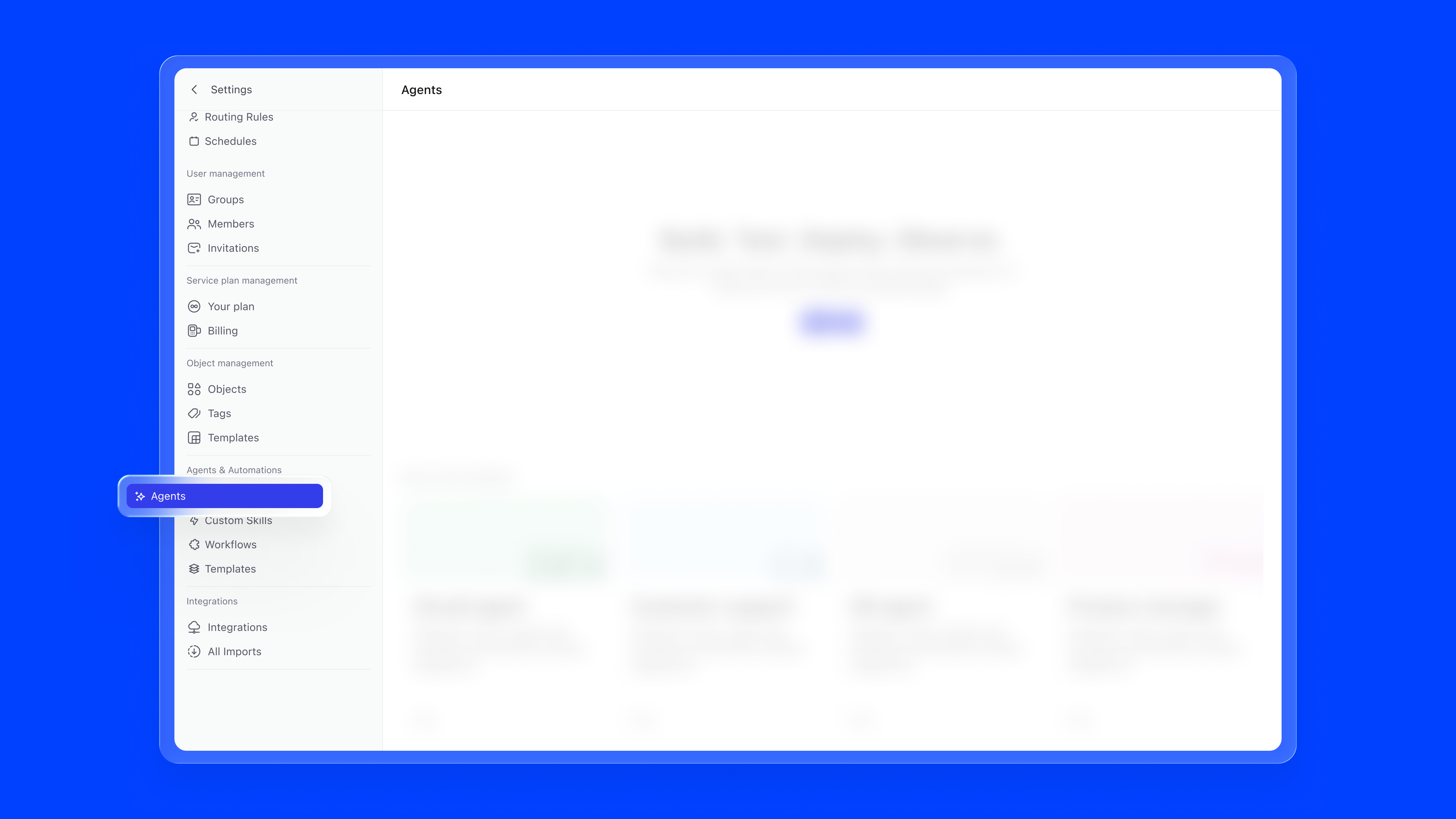 Entry point — Agents & Automations in Settings