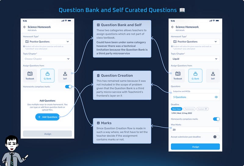 Teacher question-based homework flow — step 2