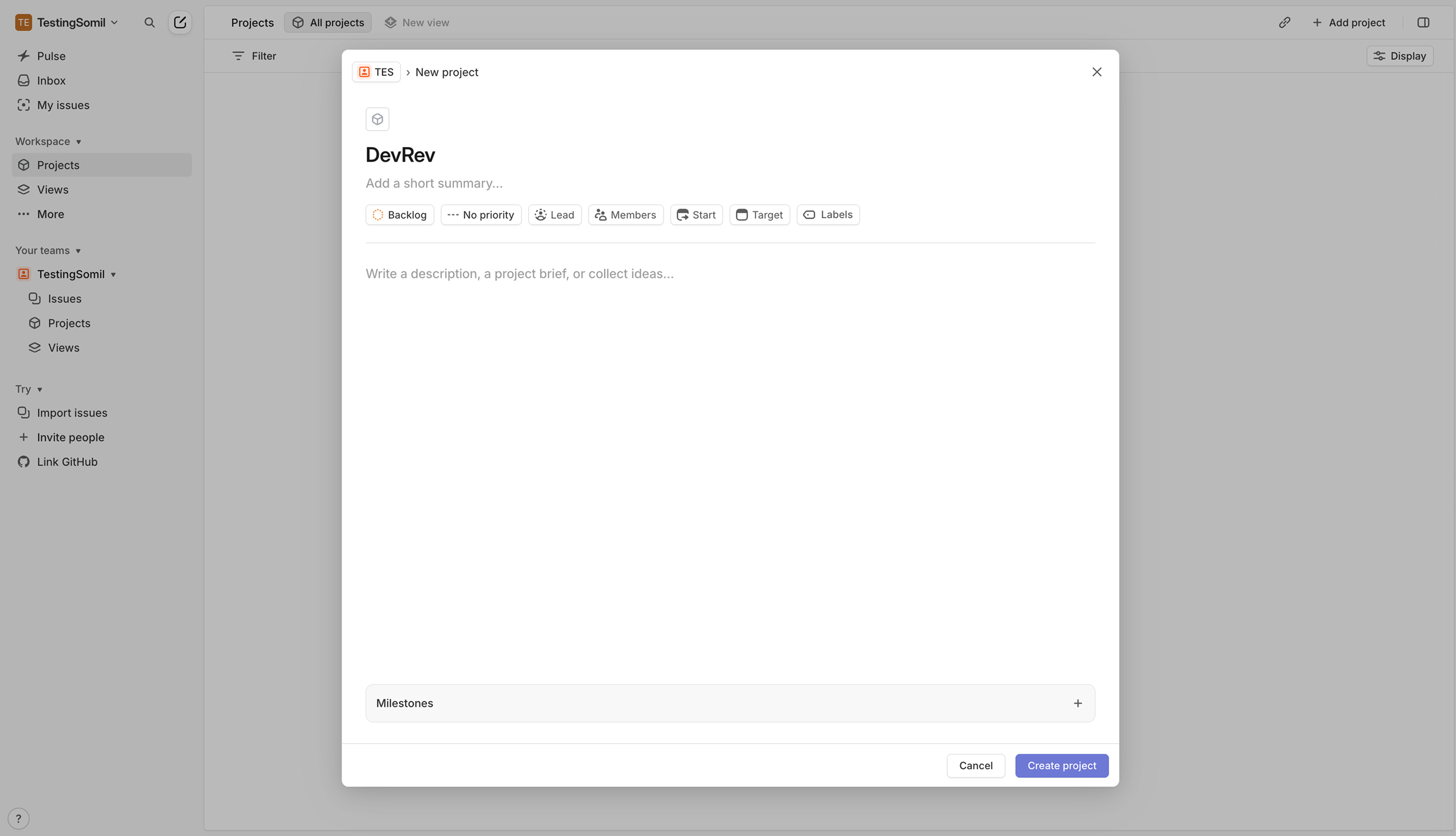 Linear issue creation — fast, keyboard-first