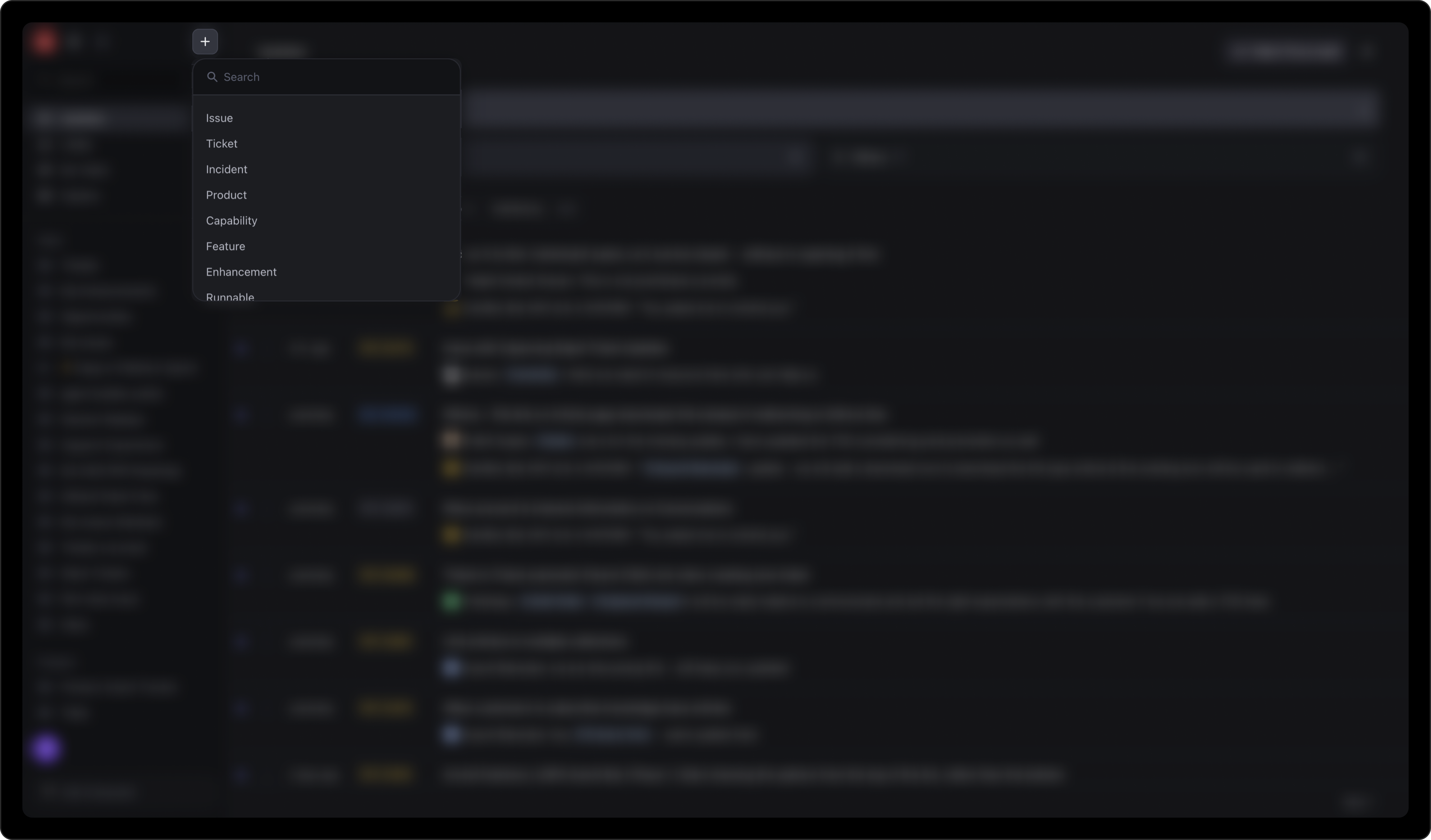 Current state: Plus icon entry point in top-left nav