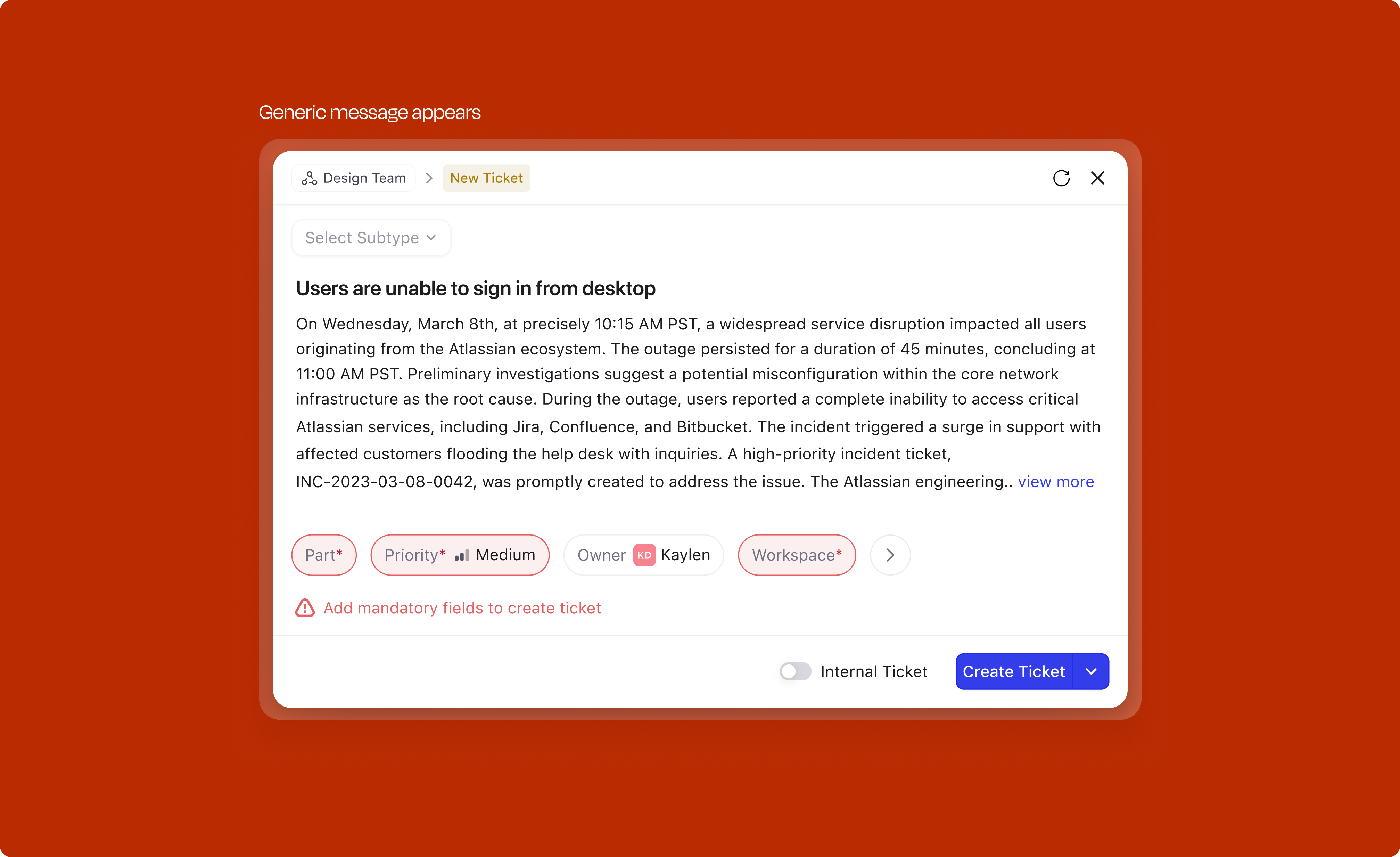 Validation error — multiple fields missing