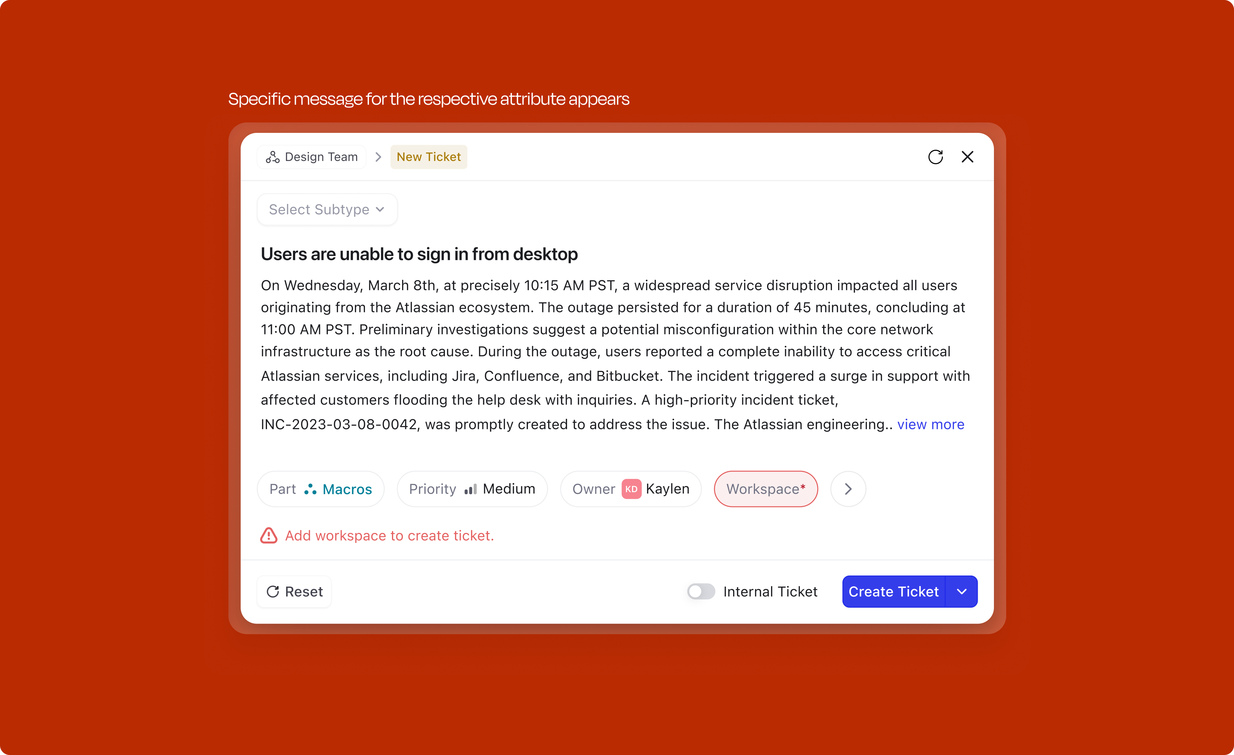 Validation error — single field missing