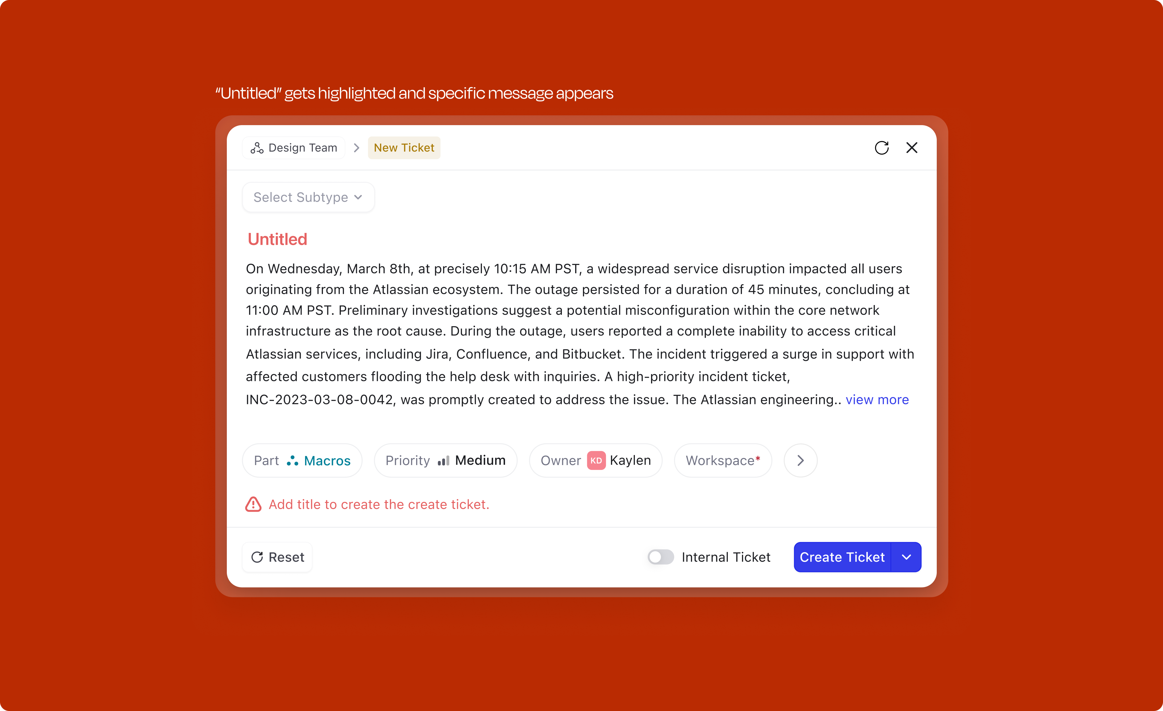 Validation error — title missing