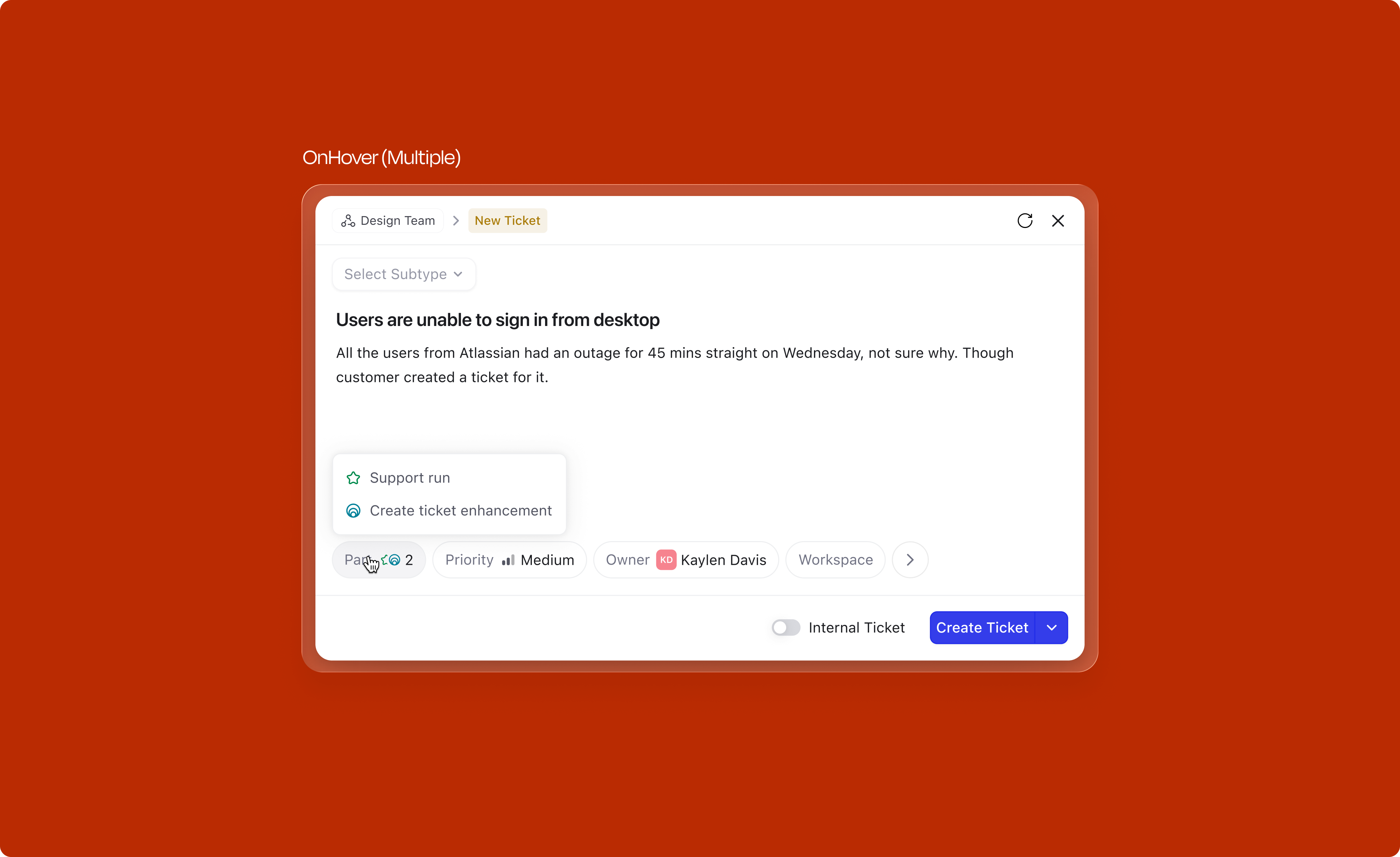 Part attribute — hover state with prefilled values