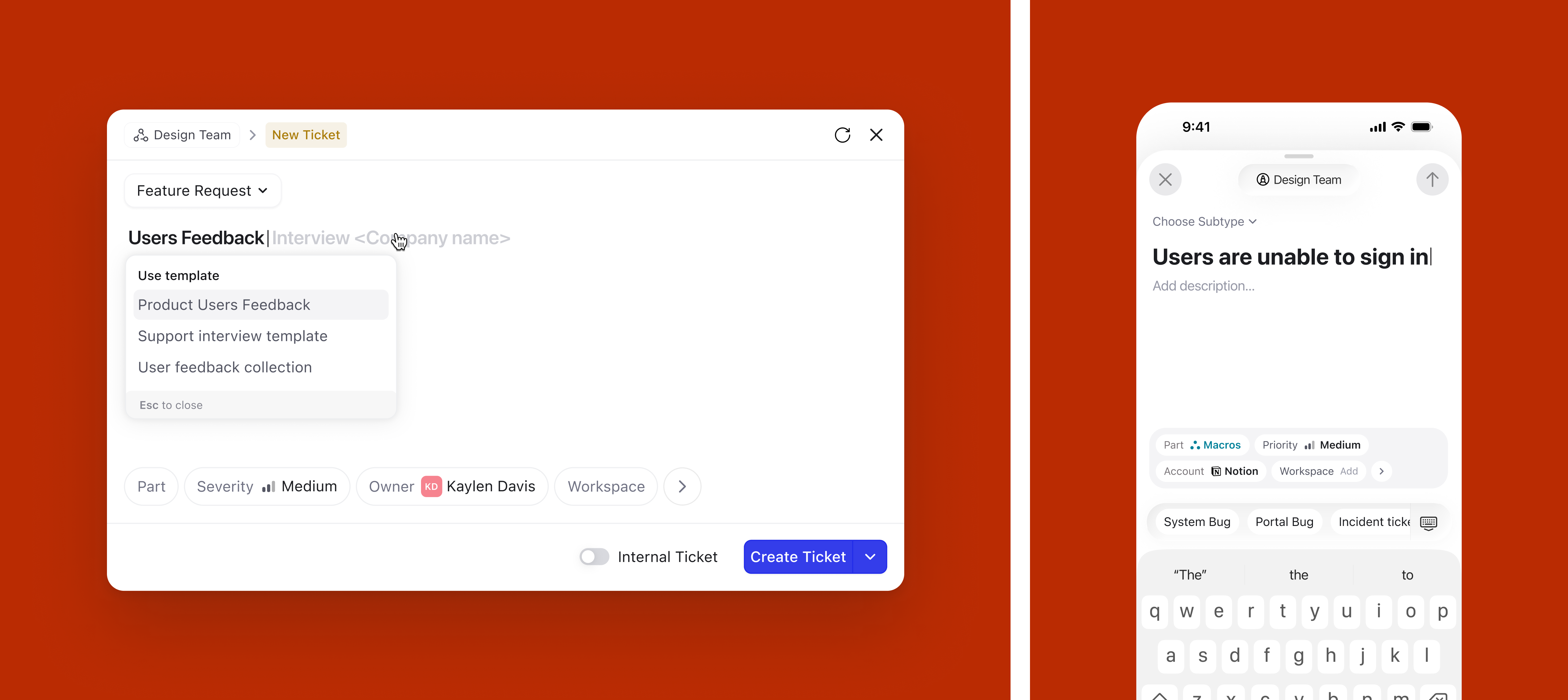 Template nudge after typing — suggested based on subtype