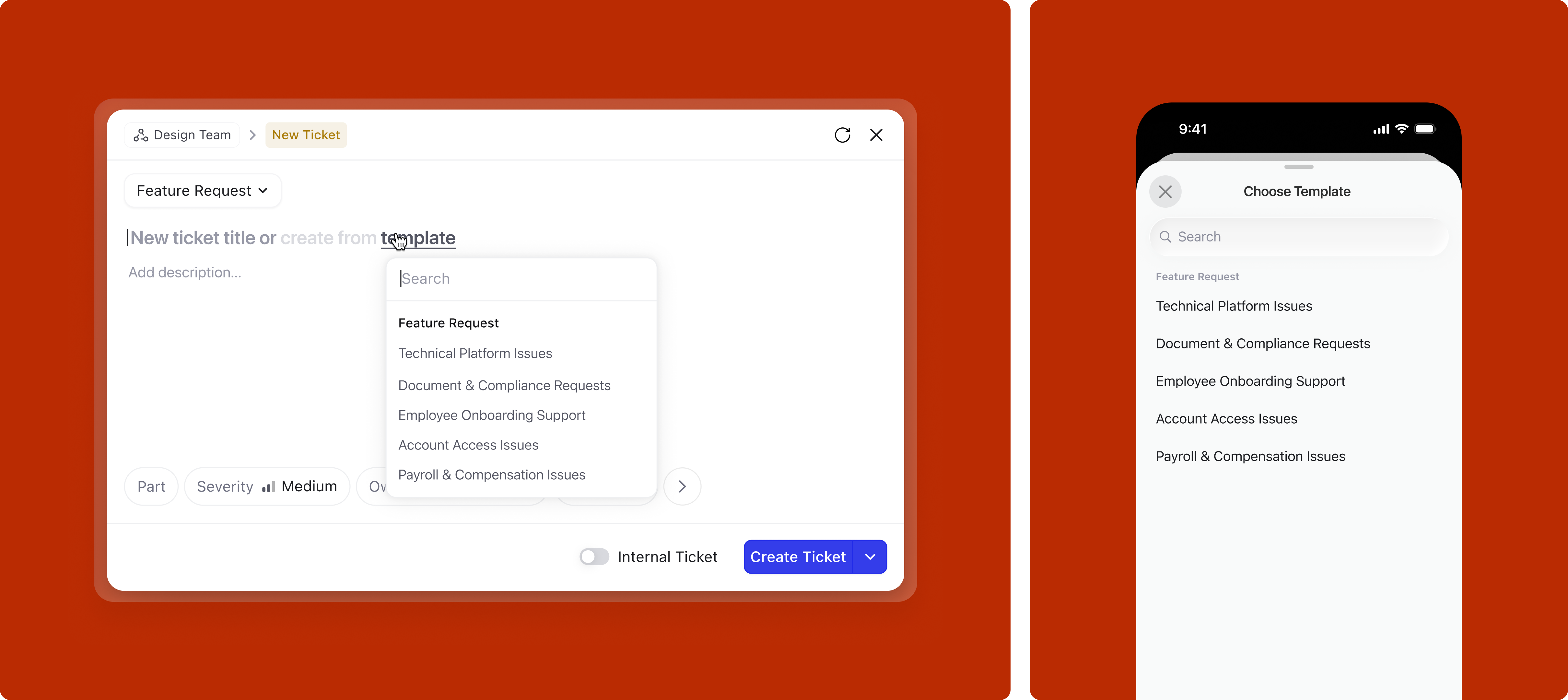 Template picker with no subtype — last used first, then all by category